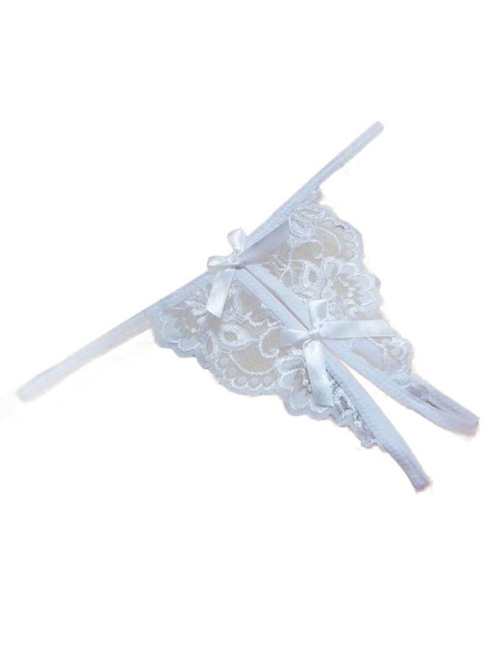Lace Open Crotch G Strings Thong White One Size